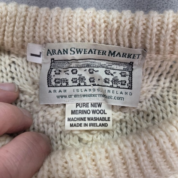 Aran Sweater Market Sweater Mens Large Fisherman Merino Wool Cable Knit Ireland - Picture 3 of 10